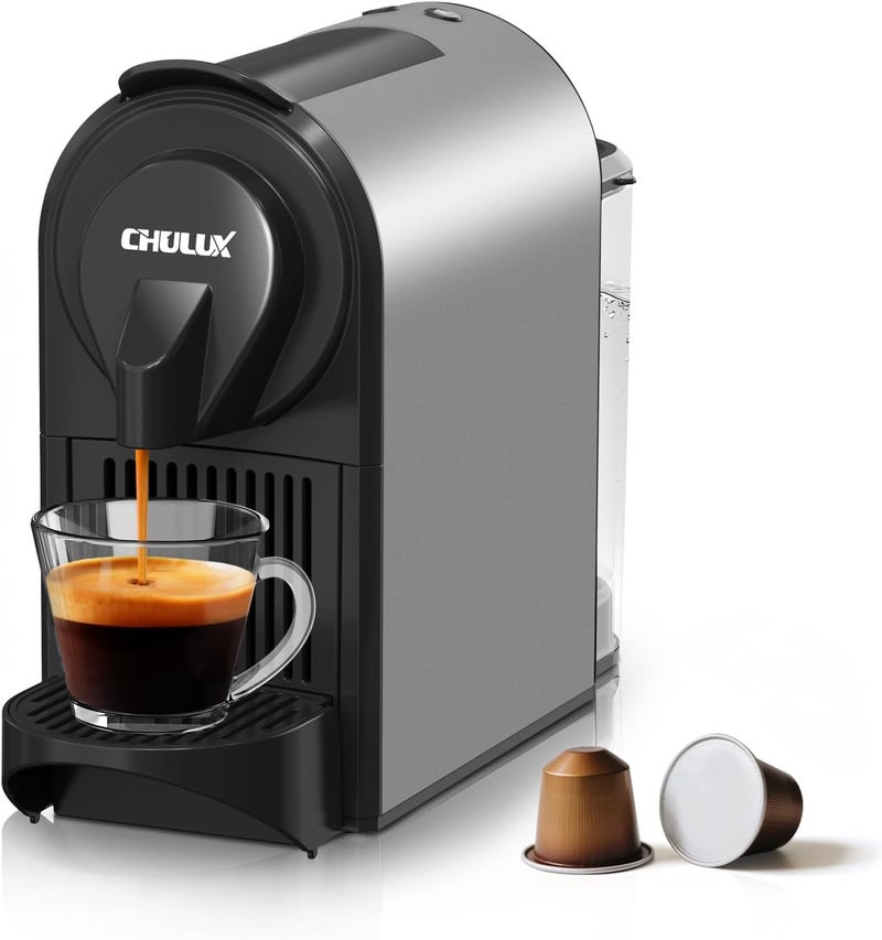 CHULUX Compact Espresso Machine, 20 Bar Single Serve Coffee Maker, Dual Brew Sizes for Espresso and Lungo, 1400W Rapid Brewing, Mystic Gray (Upgrade Model) - Image 1